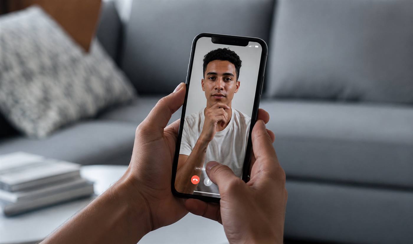 Sesión de videollamada en un teléfono